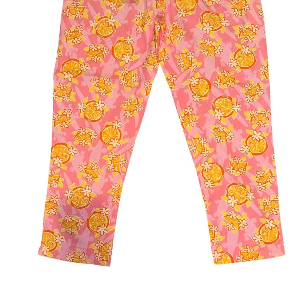 Lilly Pulitzer Straight Leg Capris Womens 2 Bright Pink Fruit Oranges Flowers - Picture 6 of 9